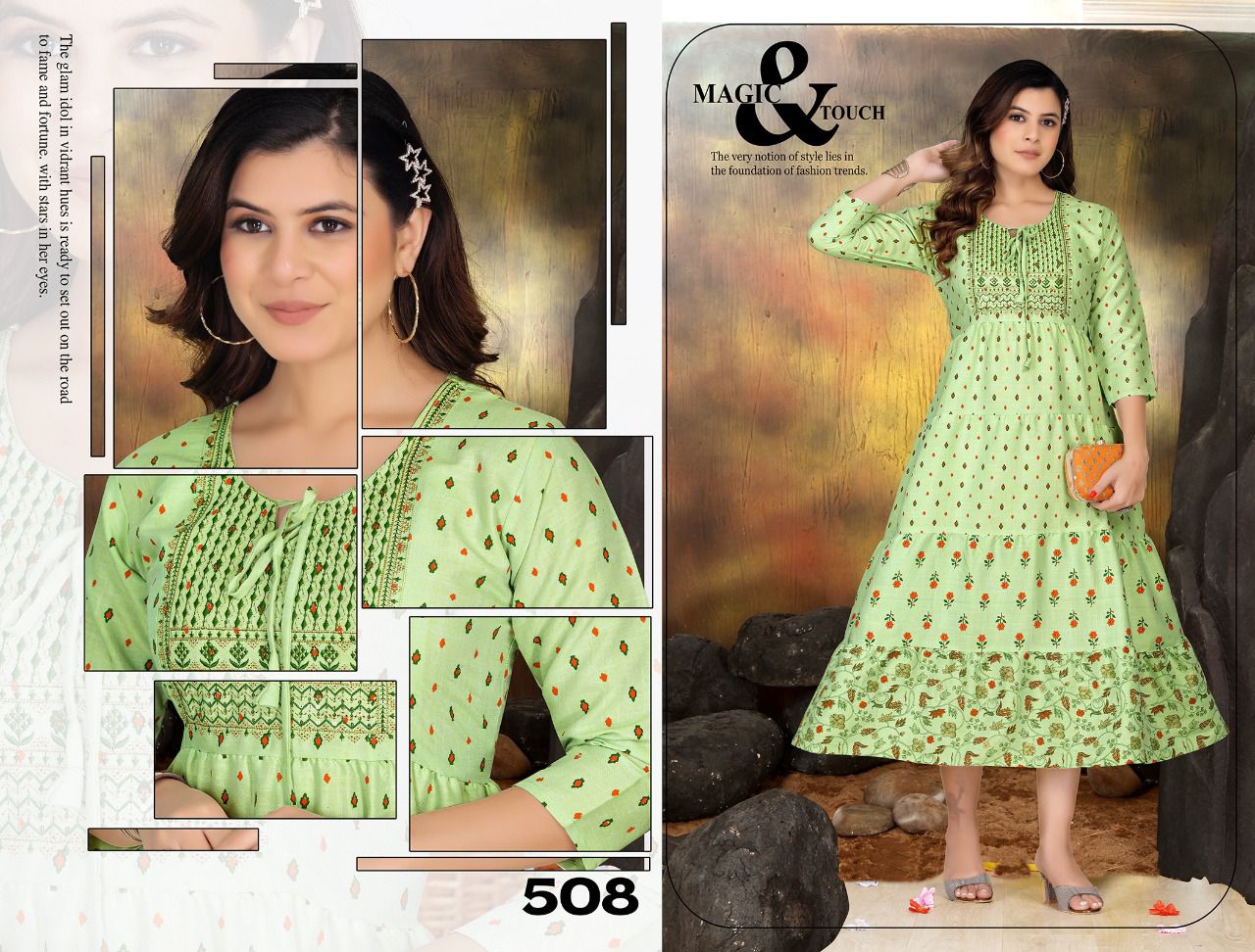 Golden Sunflower Wholesale Long Anarkali Kurti Collection